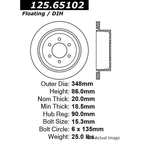 Centric Parts Premium High Carbon Alloy Brake Rotor, 125.65102 125.65102